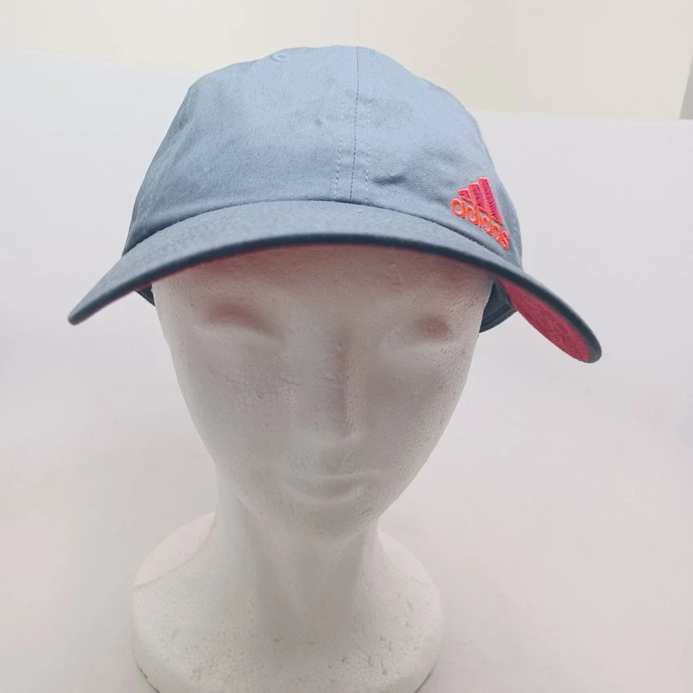 Adidas Baseball Cap Grey Pink Orange Embroidered Logo Adjustable‎ Hat